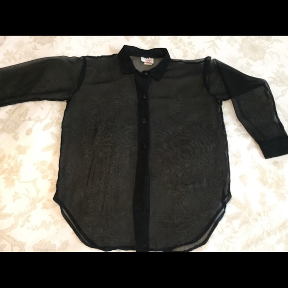 🔥 Sheer black button up blouse~~~ - Picture 4 of 7